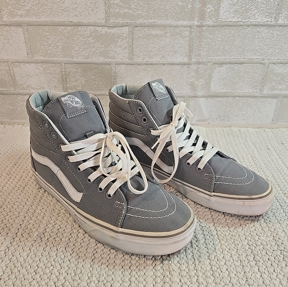 Vans High Top Gray Off the Wall Old Skool Skateboarding Skateboard Shoe Men's 9